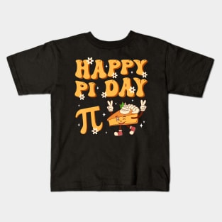 Groovy Happy Pi Day Mathematics Math Teacher Pi Day 3.14 Kids T-Shirt